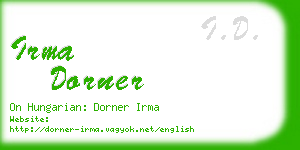 irma dorner business card